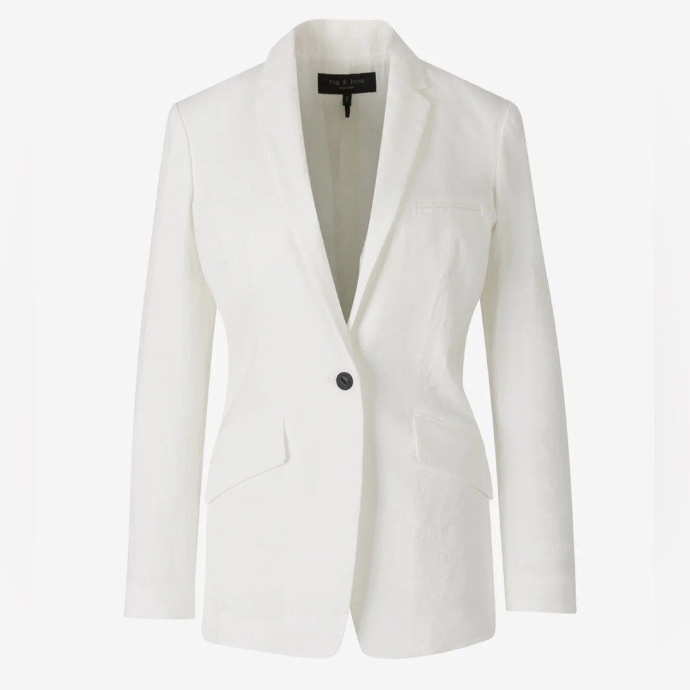 RAG & BONE Andre Linen Blend Blazer White - Picture 4 of 14